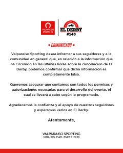 Lee más sobre el artículo EL DERBY DE CHILE SI O SI SE DISPUTA ESTE DOMINGO